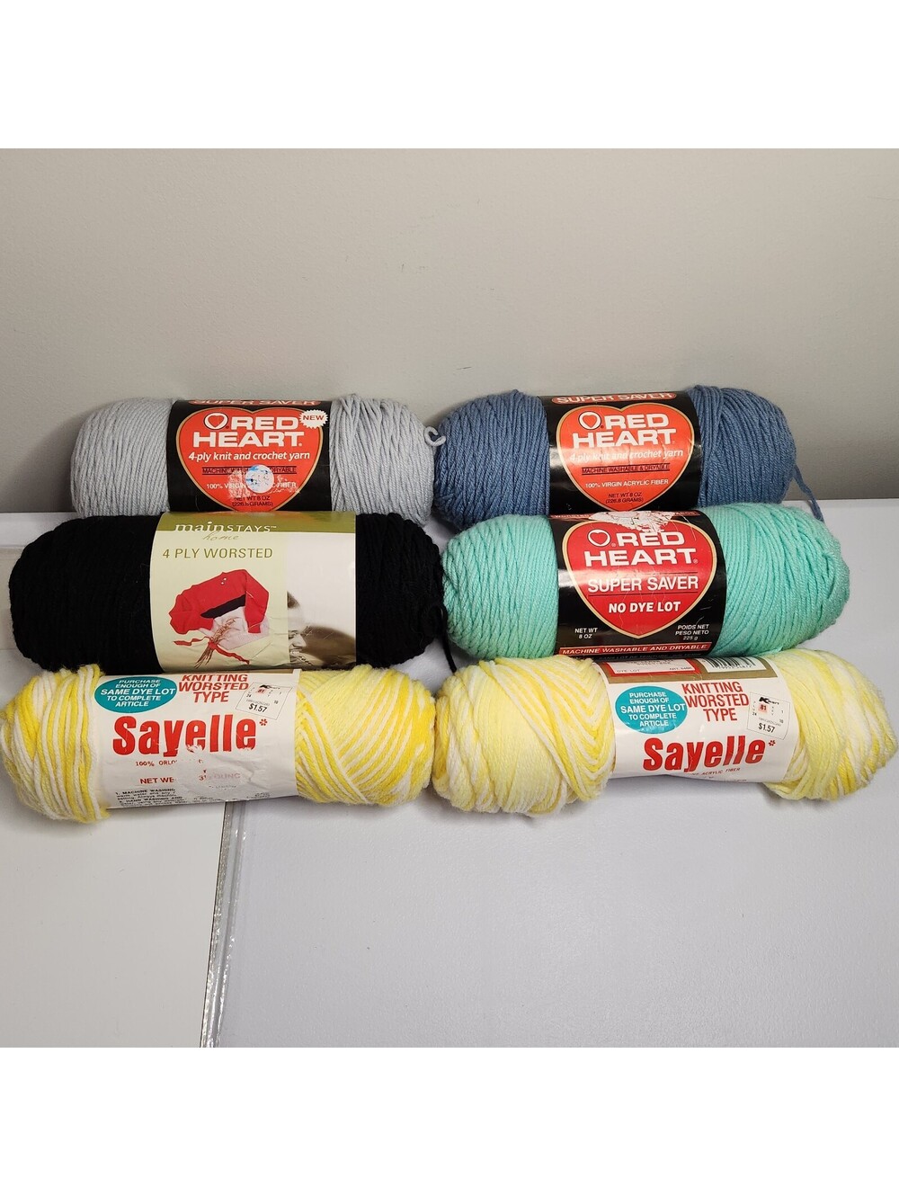 Red Heart and Sayelle Yarn Lot of 6 Skeins